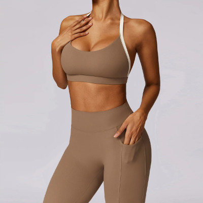 Brown Workout Set Custom - Scrunch Butt Leggings With Pockets | Active Wear Manufacturers