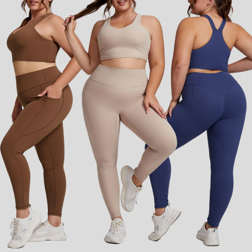 Plus Size Leggings With Pockets Custom - High Impact Sports Bra Set | Leggings Manufacturer