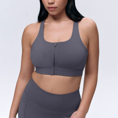 Zip Front Running Bra Supplier - Full Coverage Racerback | Zip Front Sports Bra Manufacturer