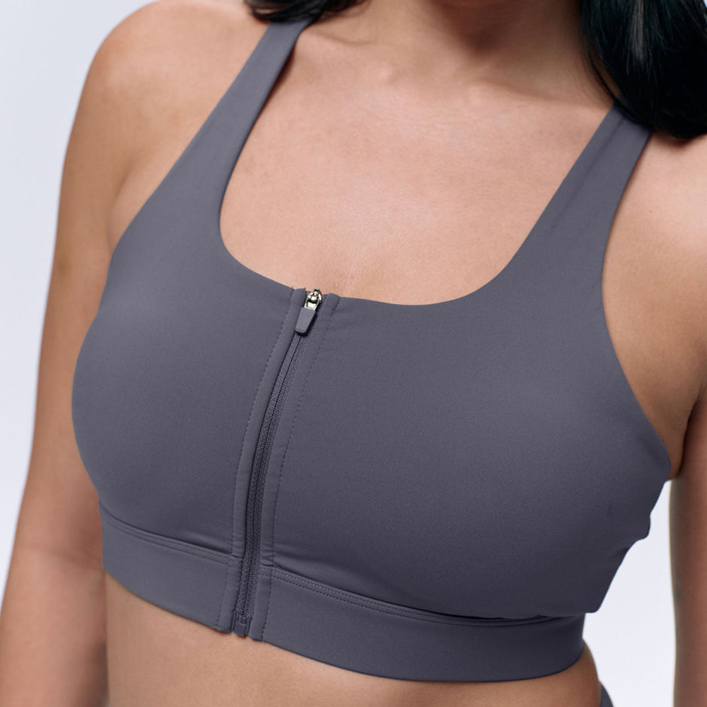 Post surgery sports bra with easy on off zipper