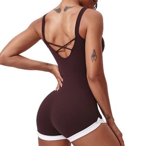 Retro Inspired Workout Romper - Square Neck for Tennis & Yoga | Custom Bodysuit Manufacturer