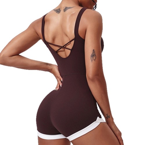 Retro Inspired Workout Romper - Square Neck for Tennis & Yoga | Custom Bodysuit Manufacturer