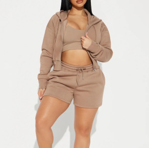 Trendy Matching Sweat Sets Custom - Crop Zip Up Hoodie & Shorts | Streetwear Manufacturer