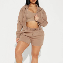 Trendy Matching Sweat Sets Custom - Crop Zip Up Hoodie & Shorts | Streetwear Manufacturer