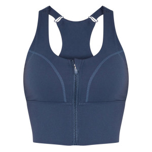 High Impact Zip Front Sports Bra Custom - Adjustable Front Closure Longline Top | Custom Sports Bra Manufacturer