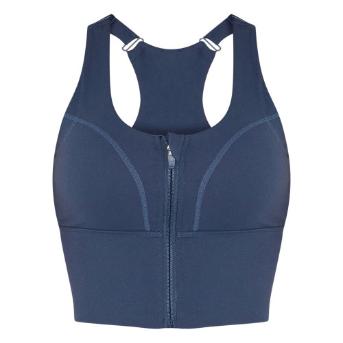 High Impact Zip Front Sports Bra Custom - Adjustable Front Closure Longline Top | Custom Sports Bra Manufacturer