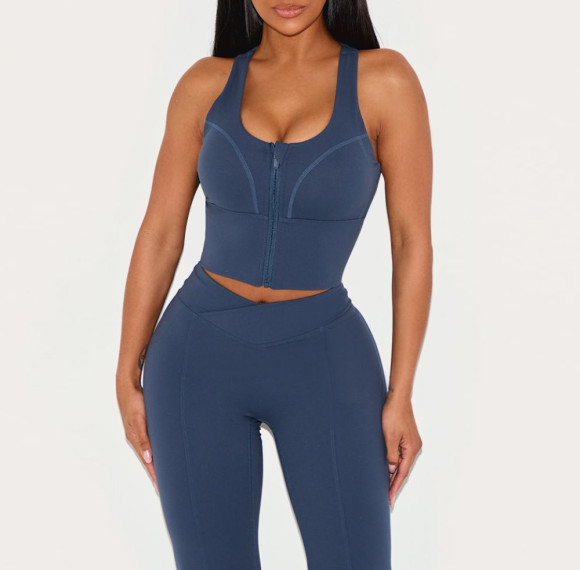 High Impact Zip Front Sports Bra Custom - Adjustable Front Closure Longline Top | Custom Sports Bra Manufacturer