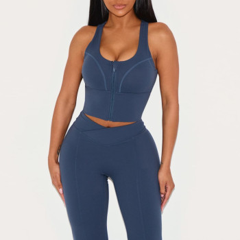 High Impact Zip Front Sports Bra Custom - Adjustable Front Closure Longline Top | Custom Sports Bra Manufacturer