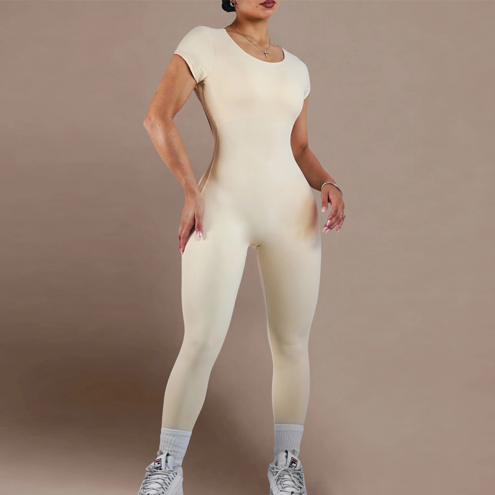 Private label activewear manufacturer open back yoga jumpsuit