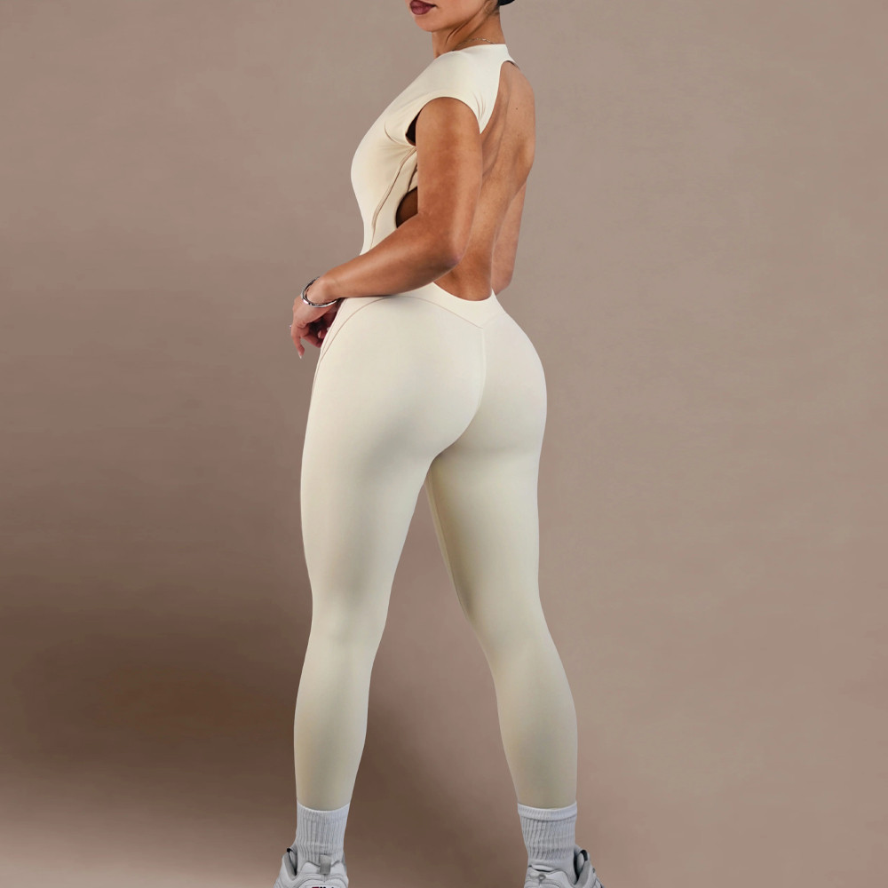 Sexy backless workout unitard detail