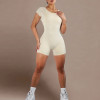 Trendy Sexy Gym Outfits Custom - Open Back Short Sleeve Yoga Jumpsuit | Private Label Activewear