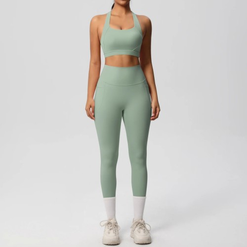 Yoga Sets with Pockets Custom - High Waisted Leggings & Bra | Private Label Activewear Manufacturer