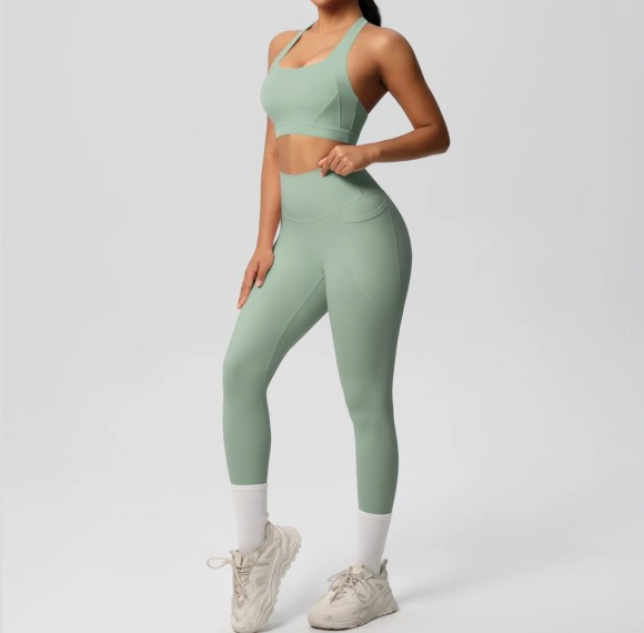 Yoga Sets with Pockets Custom - High Waisted Leggings & Bra | Private Label Activewear Manufacturer