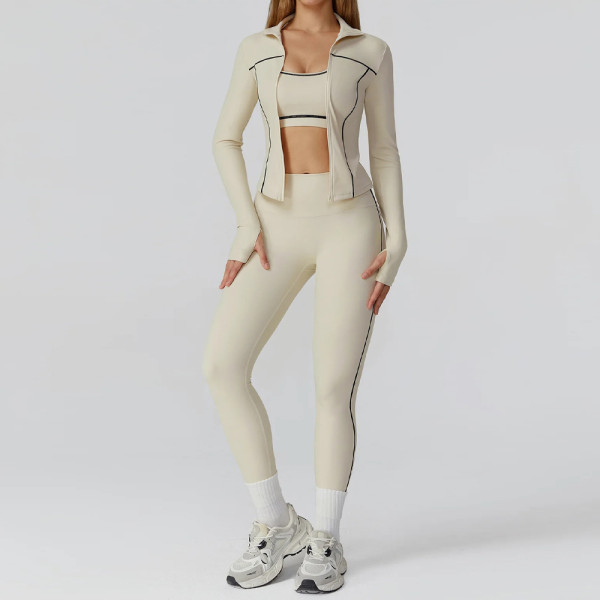Matching Workout Sets Custom - 3 Piece Contrast Trim Tracksuit | Gym Clothing Manufacturer