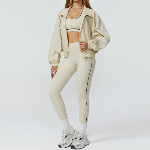 Matching Workout Sets Custom - 3 Piece Contrast Trim Tracksuit | Gym Clothing Manufacturer