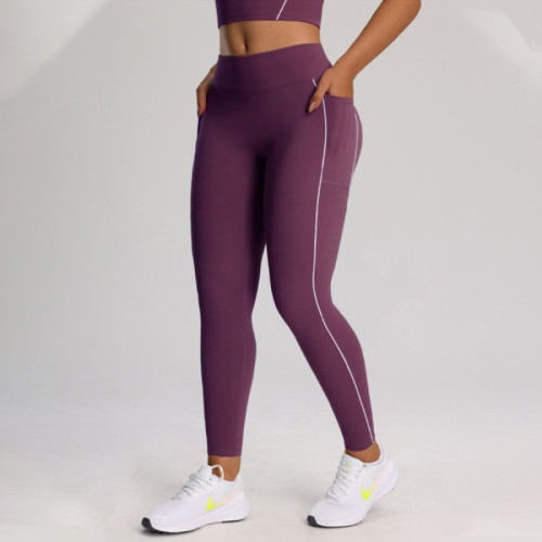 Contrast Piping Leggings Custom - High Waisted Yoga Pants with Pockets | Custom Leggings with Pockets Manufacturer