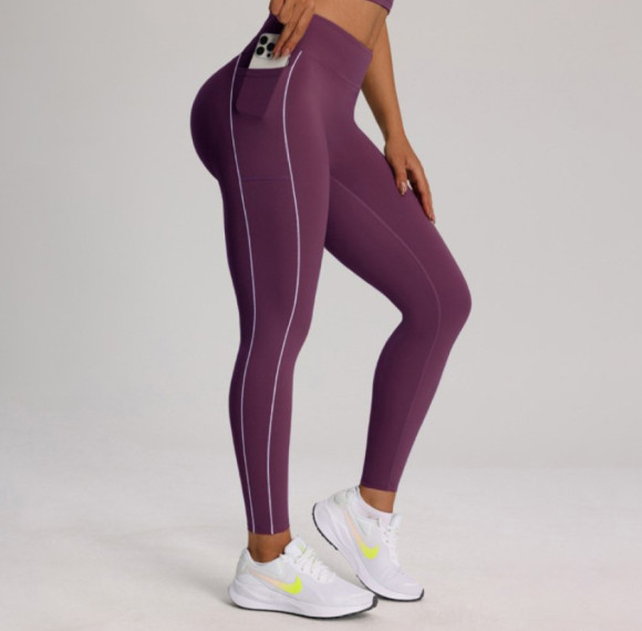Contrast Piping Leggings Custom - High Waisted Yoga Pants with Pockets | Custom Leggings with Pockets Manufacturer