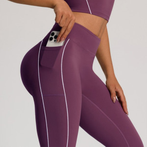 Contrast Piping Leggings Custom - High Waisted Yoga Pants with Pockets | Custom Leggings with Pockets Manufacturer