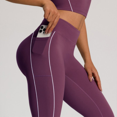 Contrast Piping Leggings Custom - High Waisted Yoga Pants with Pockets | Custom Leggings with Pockets Manufacturer