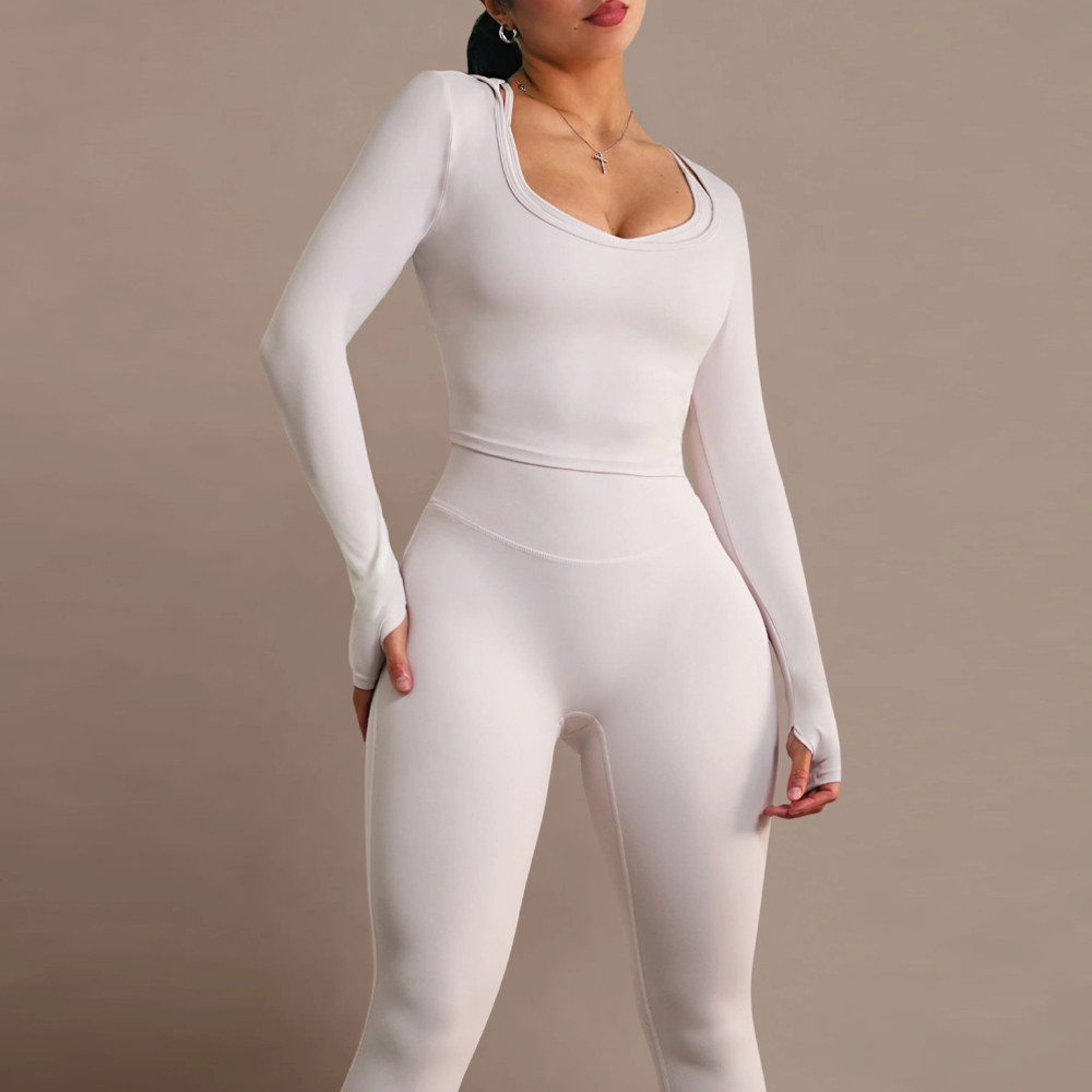 No front seam leggings matching gym sets blue