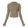 BBL Jacket Style Custom - Olive Green Double Zip Crop Top | Custom Zip Up Jacket Manufacturer