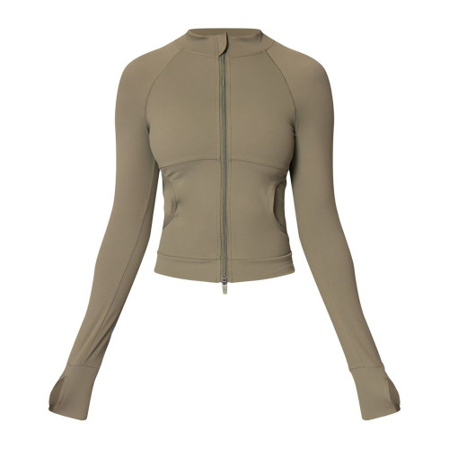 BBL Jacket Style Custom - Olive Green Double Zip Crop Top | Custom Zip Up Jacket Manufacturer