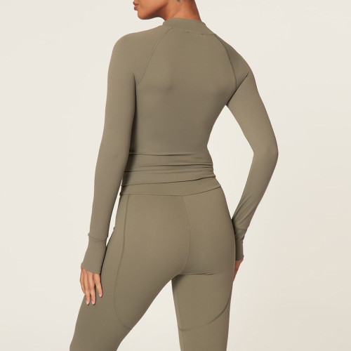 BBL Jacket Style Custom - Olive Green Double Zip Crop Top | Custom Zip Up Jacket Manufacturer