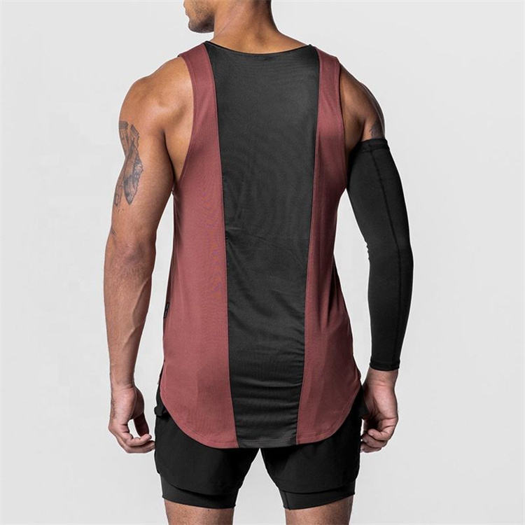 Mesh back gym vest breathable hybrid fabric detail
