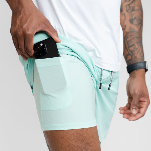 Recycled 2 in 1 Running Shorts Factory - Lined Gym Bottoms with Phone Pocket | Sustainable Clothing Manufacturers
