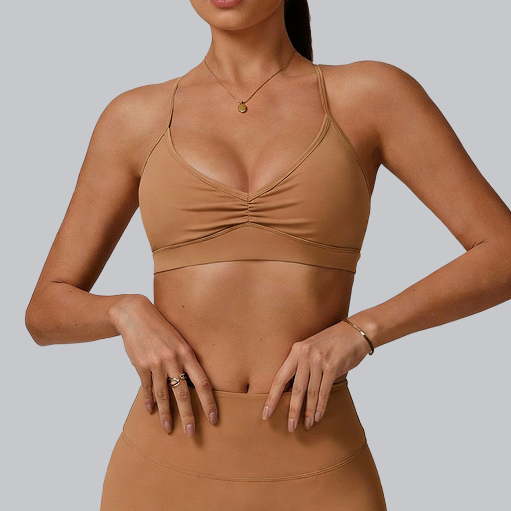 Fitness apparel manufacturer strappy sports bra padded camisole