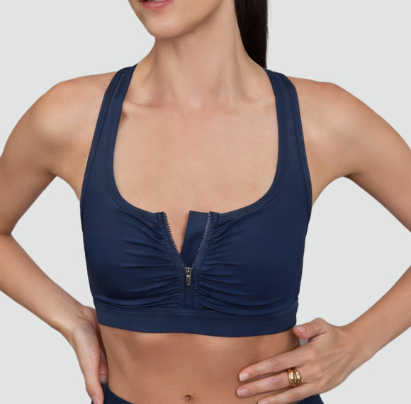 High Support Sports Bra Manufacturer - Zip Front Compression Gym Top | Fitness Apparel Manufacturer