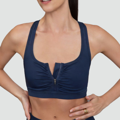 High Support Sports Bra Manufacturer - Zip Front Compression Gym Top | Fitness Apparel Manufacturer