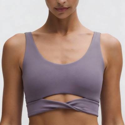 Custom Twist Front Sports Bra - Private Label Buttery Soft Low Impact Yoga Wear Manufacturer