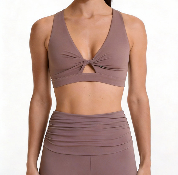 Custom Twist Front Sports Bra - Buttery Soft Keyhole Yoga Crop Top | Custom Activewear Manufacturer