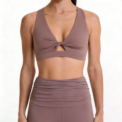 Custom Twist Front Sports Bra - Buttery Soft Keyhole Yoga Crop Top | Custom Activewear Manufacturer