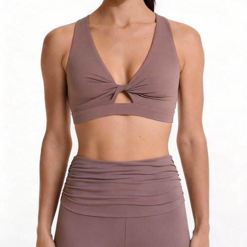 Custom Twist Front Sports Bra - Buttery Soft Keyhole Yoga Crop Top | Custom Activewear Manufacturer