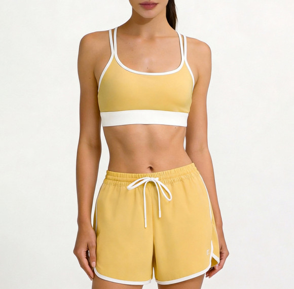 Custom Yellow Y-Back Racerback Bra - Retro Contrast Binding | Sports Bra Manufacturer