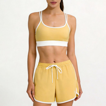 Custom Yellow Y-Back Racerback Bra - Retro Contrast Binding | Sports Bra Manufacturer