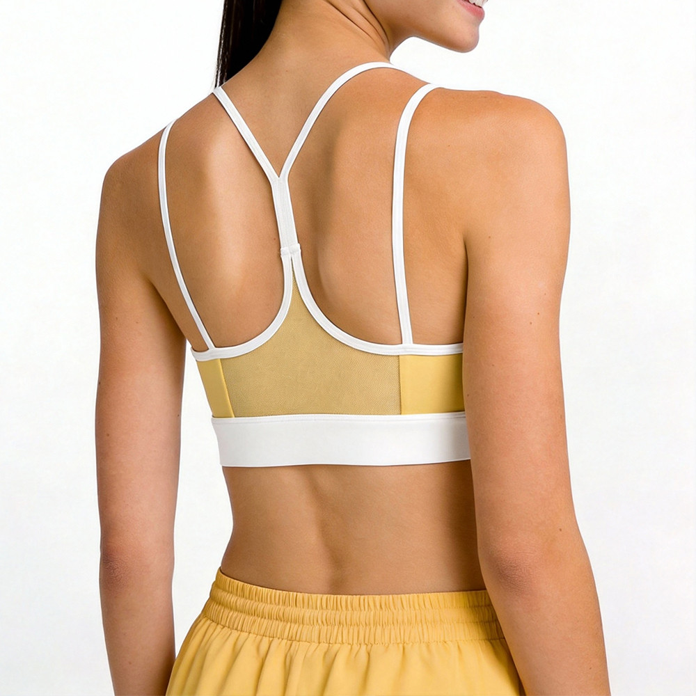 back racerback sports bra thin strap detail yellow