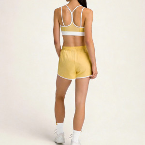 Custom Yellow Y-Back Racerback Bra - Retro Contrast Binding | Sports Bra Manufacturer