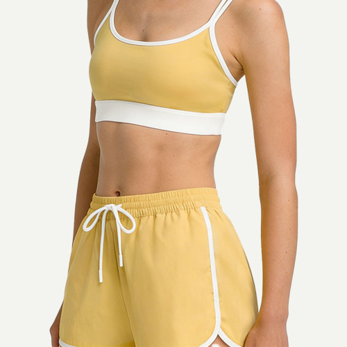 Custom Yellow Y-Back Racerback Bra - Retro Contrast Binding | Sports Bra Manufacturer