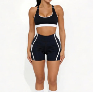 Custom Retro Sports Bra Private Label - Black And White Medium Support Yoga Top Sports Bra Manufacturer