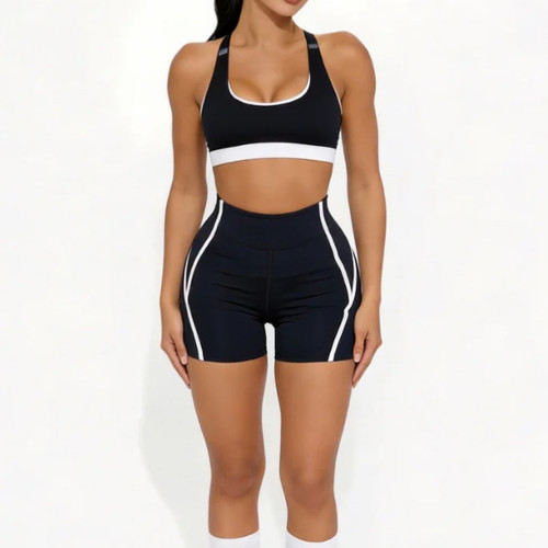 Custom Retro Sports Bra Private Label - Black And White Medium Support Yoga Top Sports Bra Manufacturer