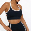 Custom Retro Sports Bra Private Label - Black And White Medium Support Yoga Top Sports Bra Manufacturer