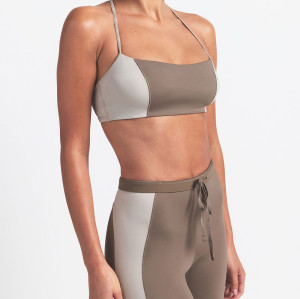 Custom Color Block Cami Bra - Low Impact Square Neck Crop Top Sports Bra Manufacturer