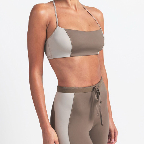 Custom Color Block Cami Bra - Low Impact Square Neck Crop Top Sports Bra Manufacturer