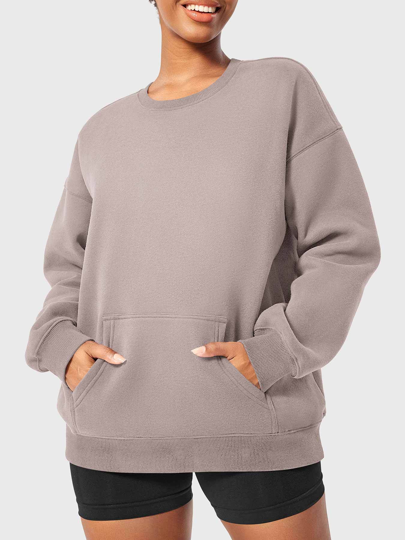Custom embroidered sweatshirt manufacturer oversized crew neck with pockets