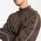 Custom Mens Tracksuit Set Manufacturer - Brown Quarter Zip Contrast Piping | Private Label Streetwear