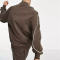 Custom Mens Tracksuit Set Manufacturer - Brown Quarter Zip Contrast Piping | Private Label Streetwear