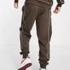 Custom Mens Tracksuit Set Manufacturer - Brown Quarter Zip Contrast Piping | Private Label Streetwear
